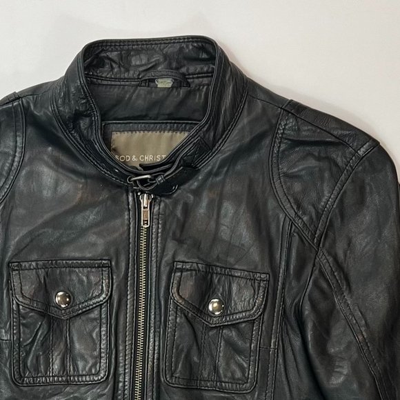 Bod & Christensen Vintage Leather Moto Jacket - Picture 12 of 14